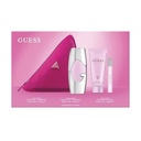 Guess Woman Eau De Parfum 4 Piece Gift Set - Perfume Spray 2.5 Fl. Oz., Travel Size Perfume Spray 0.5 Fl. Oz., 3.4 Fl. Oz. Body Lotion, & Pouch